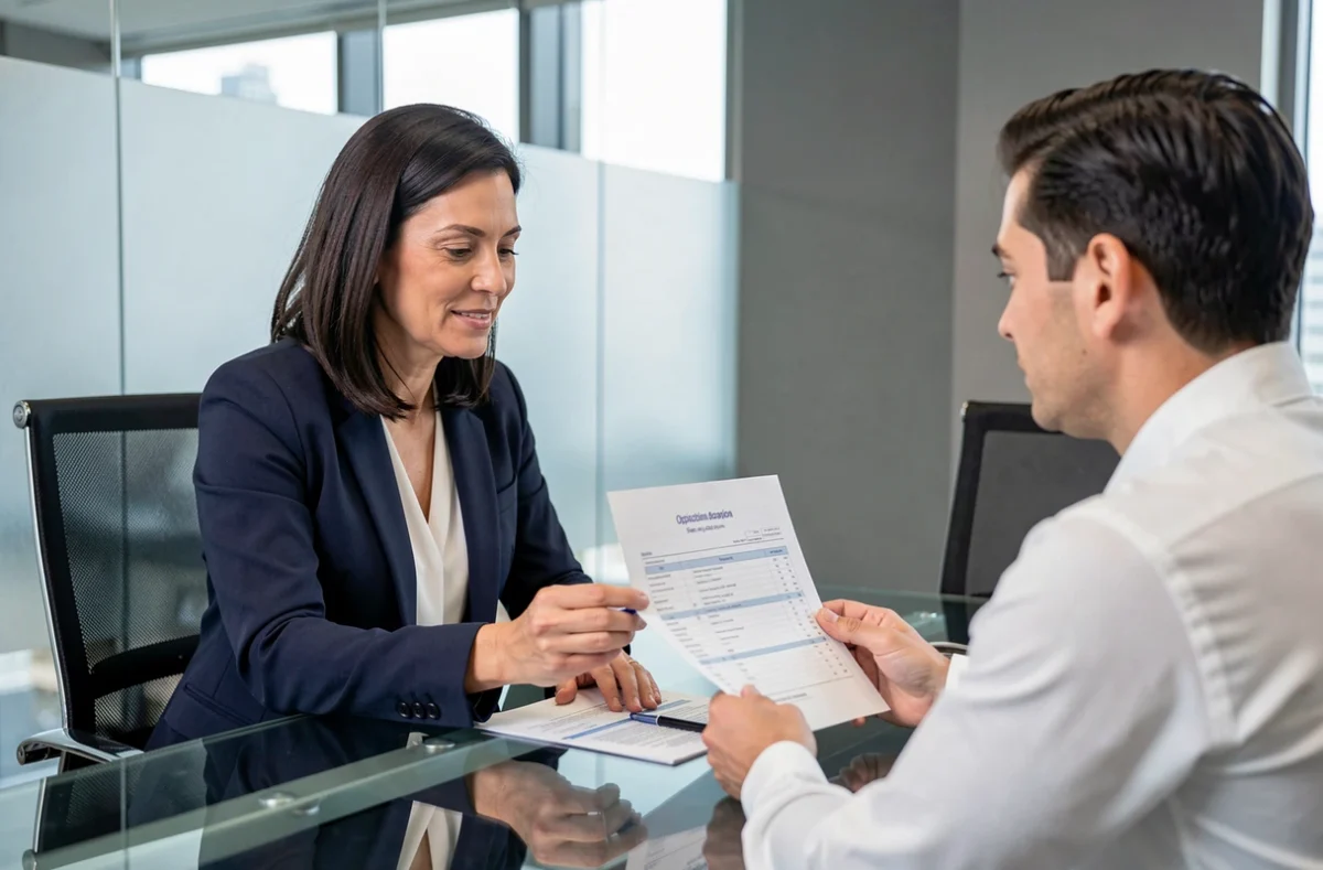 Femme consultant un conseiller fiscal pour réduire les impôts sur une résidence secondaire
